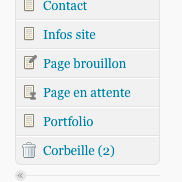 Listing des pages dans le menu admin