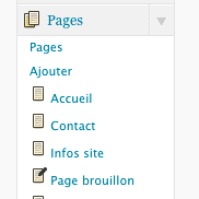 Listing des pages dans un sous-menu de l'admin