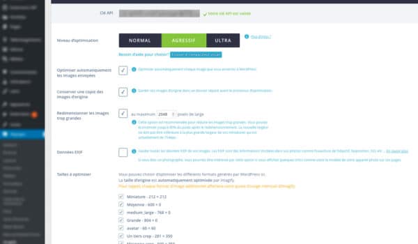 Les réglages d'Imagify